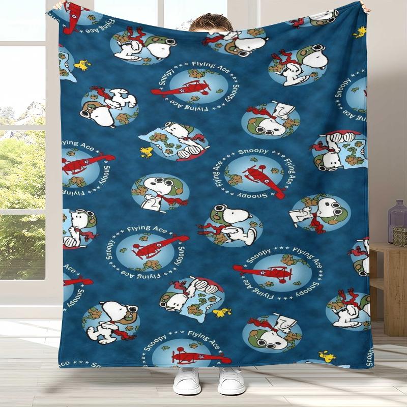 Cute Snoopy Dog Cartoon Flannel Blanket,Ultra Soft Warm Plush Throw for Home Bedroom Bed Sofa Cover Camping Picnic gift