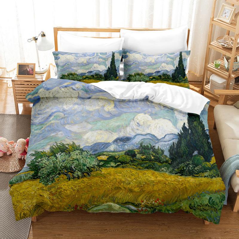 Bedding Kit Oil Painting Starry Sky Pattern Two-Piece Set 3D Digital Printing Three-Piece Set