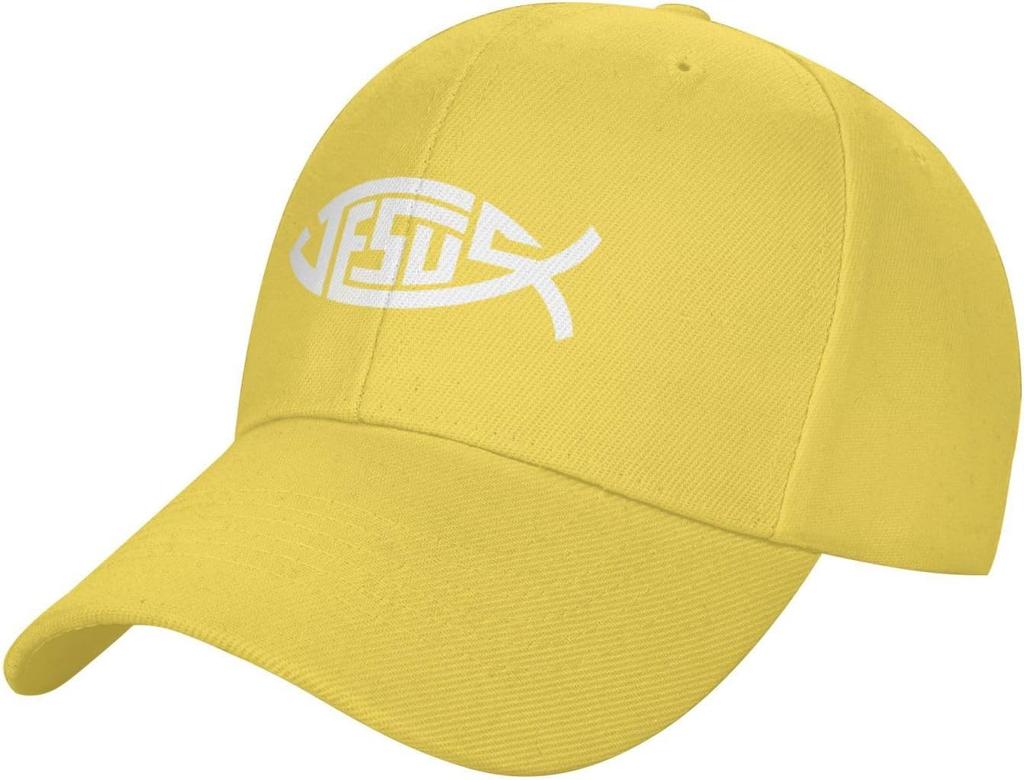 Jesus Fish Icthys Christian Print Baseball Cap Casual Adult Unisex Cotton Adjustable Sports Hat