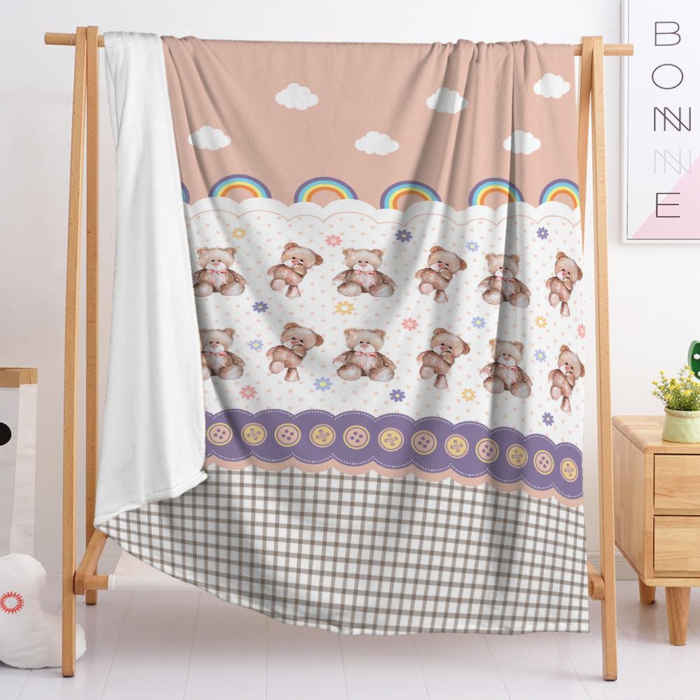 2D Digital Printing, Striped Plaid Blanket Fresh Flannel Blanket eBay Blanket Spring Autumn