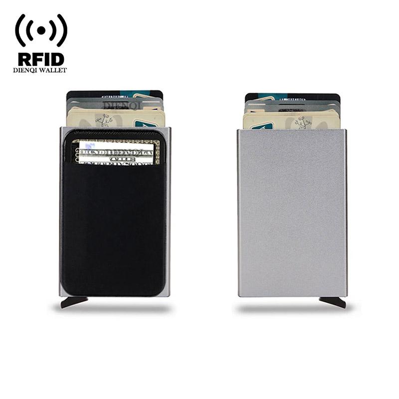 DIENQI Rfid Credit Card Holder Smart Minimalist Aluminium Metal Wallet Thin Pop-up Cardholder Wallets for Men Creditcard Case