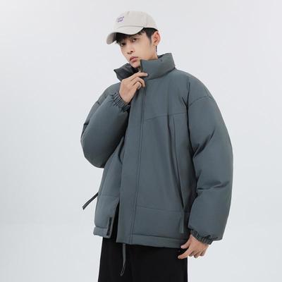 Winter Herren Trendy Japanischer Stil Daunenjacke - Locker, Lässig, Stehkragen, Dicke Warme Baumwolle Oberbekleidung