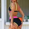 Women's High-Waisted Casual Versatile Color-Blocked Two-Piece Swimsuit