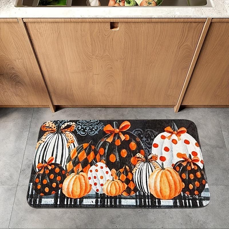 1PC Decorative Pumpkins Kitchen Rug Non-Slip Door Mat Pop Design Bathroom Rug Bath Mat Carpet for Home Sink Laundry Decor