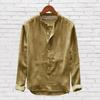 Men Shirt Stand Collar Solid Color Soft Single-breasted Buttons Breathable Long Sleeves Plus Size Casual Wear-resistant Men Tops for Daily Wear