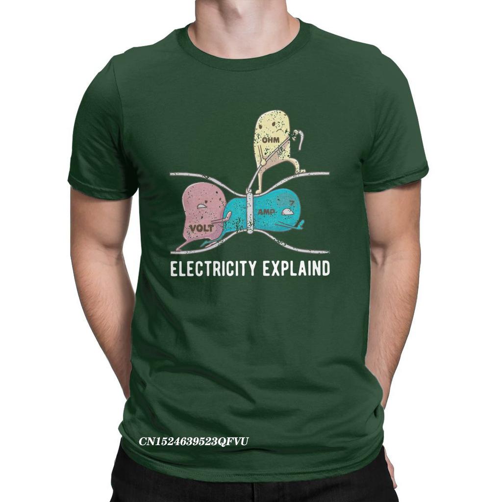 Electricity Explained Ohm Volt Amp Physics Nerd Tee Shirt For Men Ohm's Law Vintage Pure Cotton Tees Tops T Shirts Classic Tops