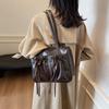 Commuter Vintage Underarm Bag Women's Bow Double Pocket Tote Bag Large Capacity Shoulder Bag
