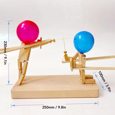 Ballonmann Kampf Fechtpuppen Spaß Spannend Interaktiv Handgemacht Holz 2 Spieler Ballonmann Kampf für Spielzeug Fechtpuppen