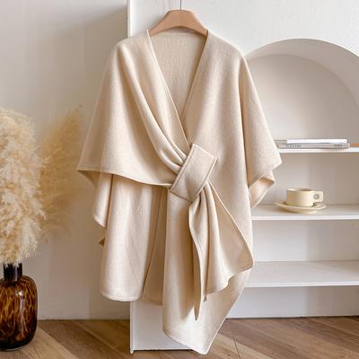 Damen Doppelseitiger Imitationskaschmir Poncho Winter Warm Designer Verdickter Schal Decke Luxus Schal Umhang Cape Stola