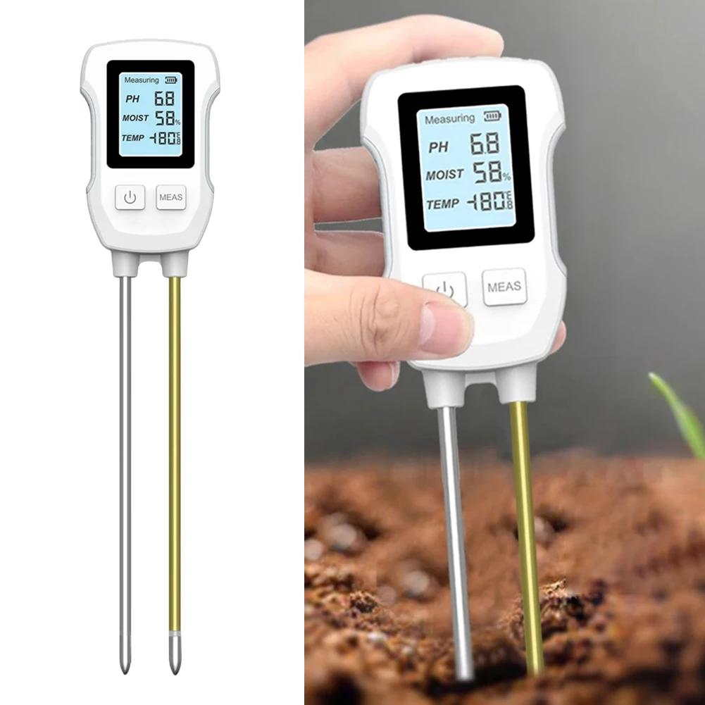 3 In1 Soil PH Tester LCD Screen Plant Temperature Environment Humidity Meter Soil Hygrometer Sensor Indoor & Outdoor Plants Use