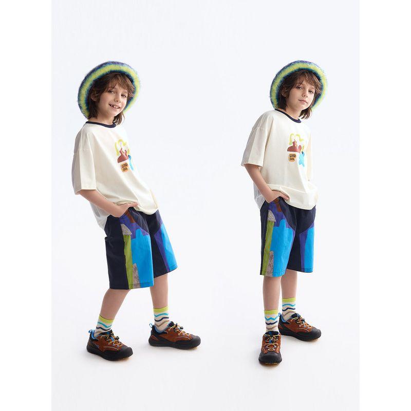 Mqd Children's Clothing Boys' Suit Summer New Style Kidsren's Patchwork Breathable Short-Sleeved T-Shirt Trendy Cool Shorts Two-Piece Set