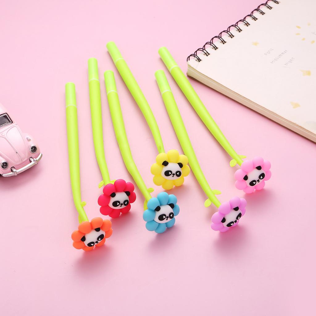8Pcs/Lot Cute Colorful Flower Shake Gel Pens Kawaii Panda Capybara Girl Gift Black Office Signature Pen Kids School Stationery
