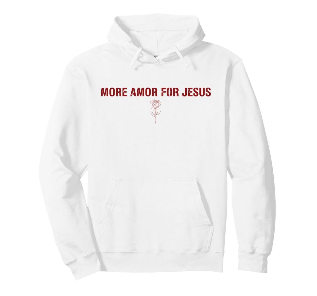 Jesus Love Faith Quote Minimalist Rose Accent Christian Hoodie