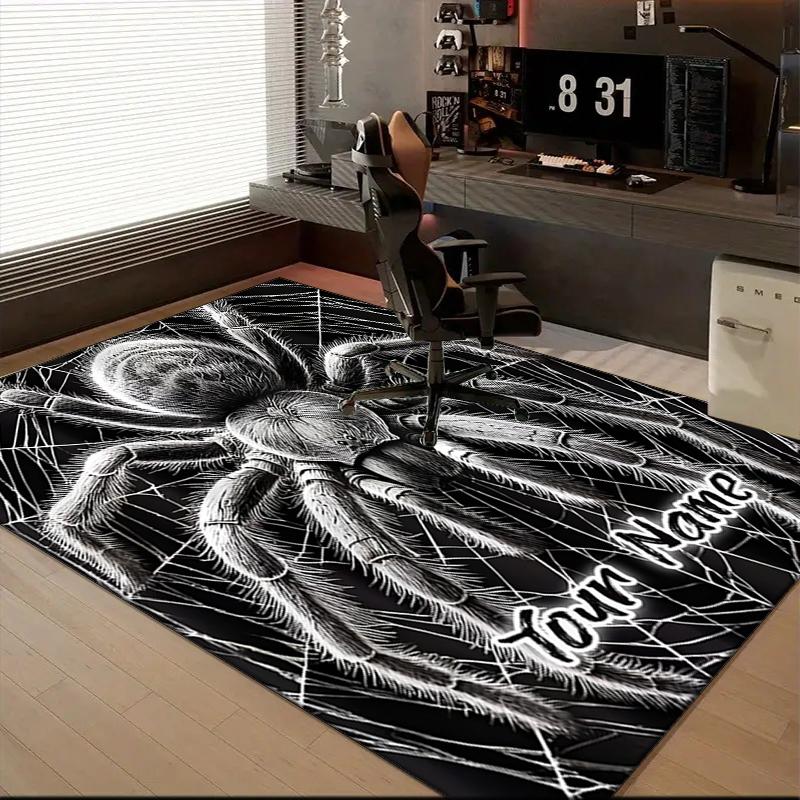 1PC Custom Name "Tarantula Web Design" Theme Floor Mat Ideal for Living Room, Game Rooms, Office, Bedroom,Floor Mat Playful Design