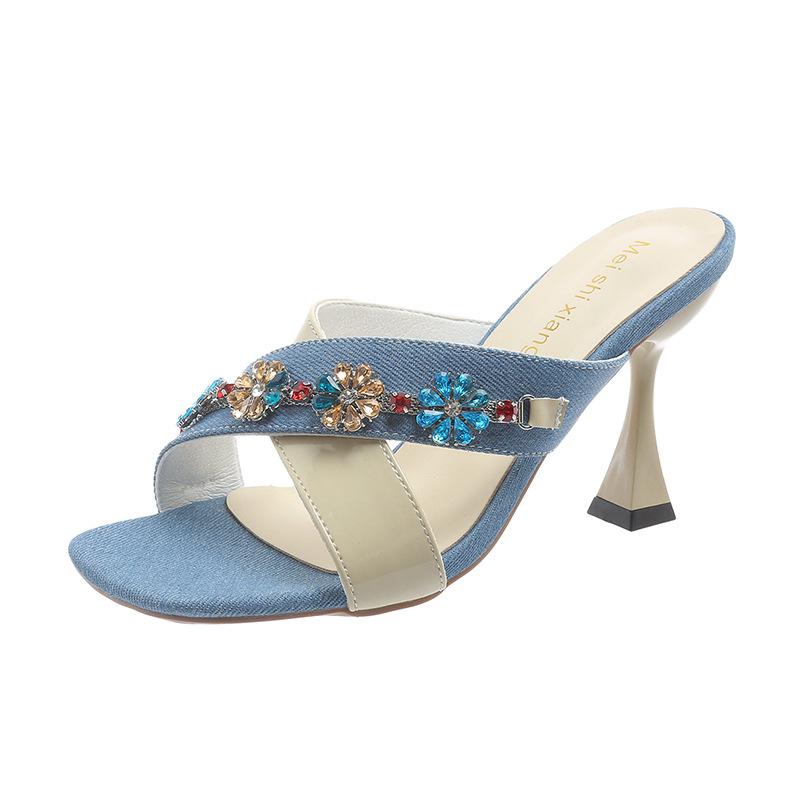 Slippers Transparent PVC  Crystal Cup High-heeled Sexy Casual Shoes Plus Size Women Open Toe Transparent Slippers Women Shoes