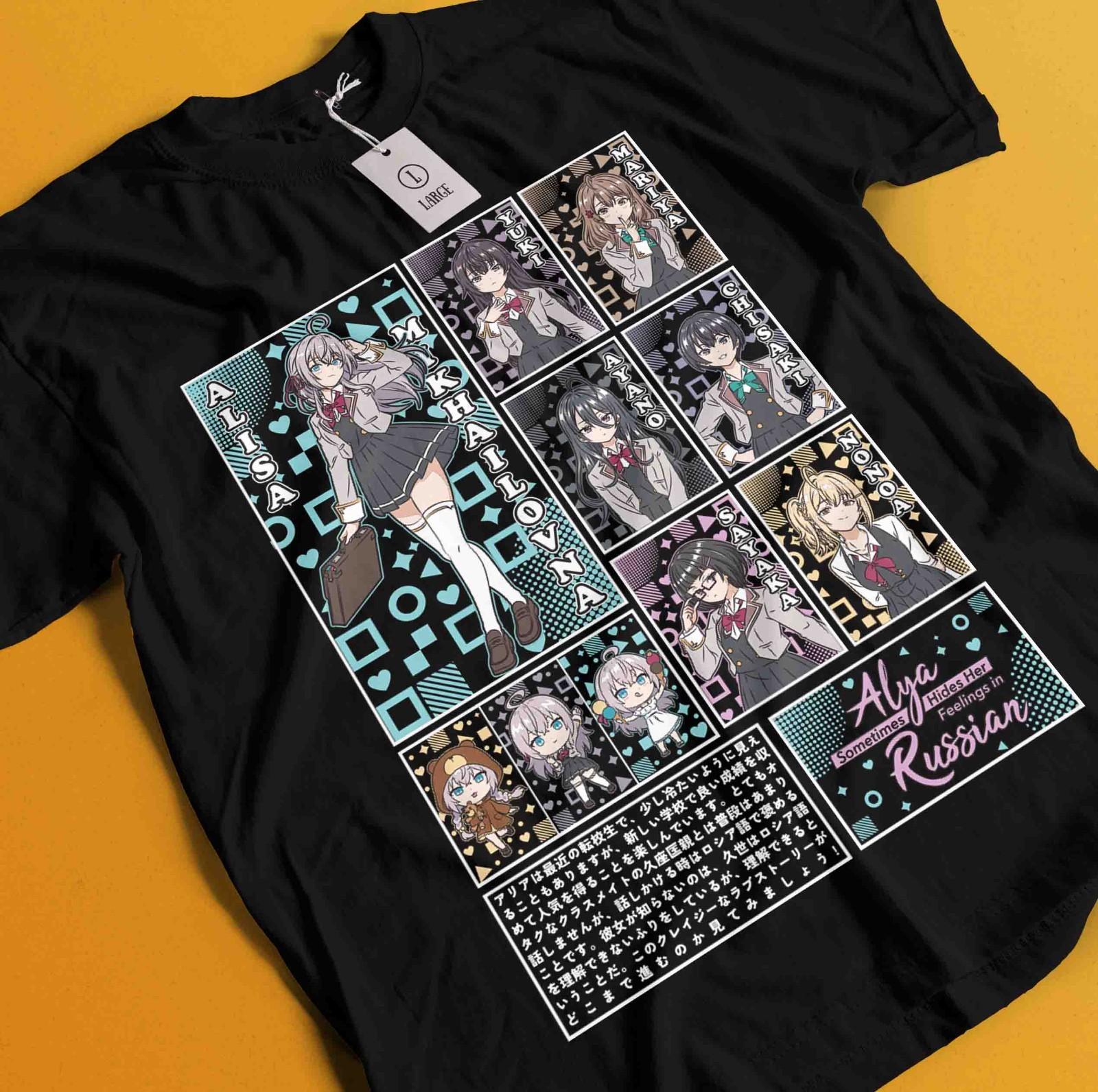 

Alya Russian Shirt Masachika Tshirt Maria T-Shirt Mens Womens Tees Top Yuki Manga Alya Anime WaifuTee S