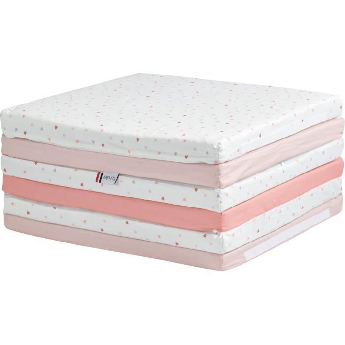 Maxi Spielmatte Malin TINEO MON CoeUR 5-in-1 - Multifunktionale, mitwachsende Matte - 120x180x5 cm