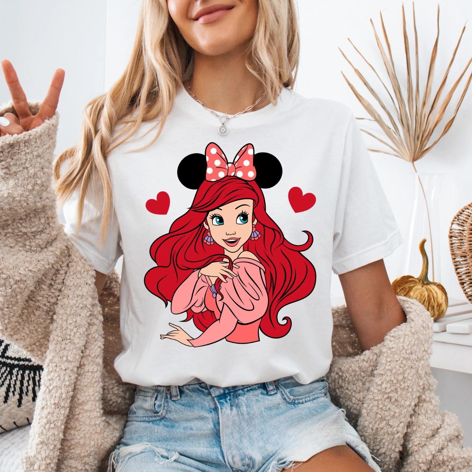 

s New Ariel The Little Mermaid Princess Cartoon Graphic High Quality Print WoUnisex Short Sleeve Loose Casual TShirt S
