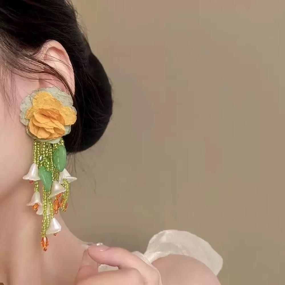 Sweet Beach Earrings Exaggerated Petals Stud Earrings Flower Dangle Earrings  Ladies/Girls