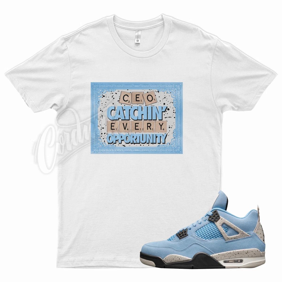 Белая футболка CEO для J1 4 University Blue Tech Grey Cement 1 Powder UNC M