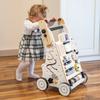 KiddyMoon Wooden Baby Walker Interactive Educational Toy for Children Push-along Toy for Babies Wk-001, Black - White