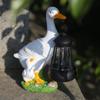 Mewind Garden Statue - Solar-Powered Duck Figurine - Resin Duck Ornament - Nordic Style Gardening Decoration - Garden Ornament - Country Style Decor -