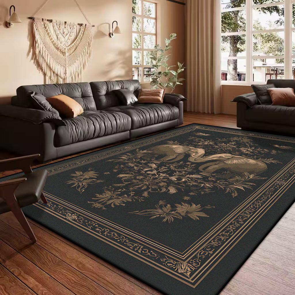 French Retro Style Creative Living Room Carpet Floral Pattern Kitchen Corridor Bedroom Mat Home Decoration Easy Care Sofa Rug