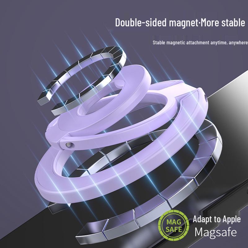 Magnetic Magsafe Phone Holder: Double Ring Stand with Strong Grip for Desktop & Finger Use