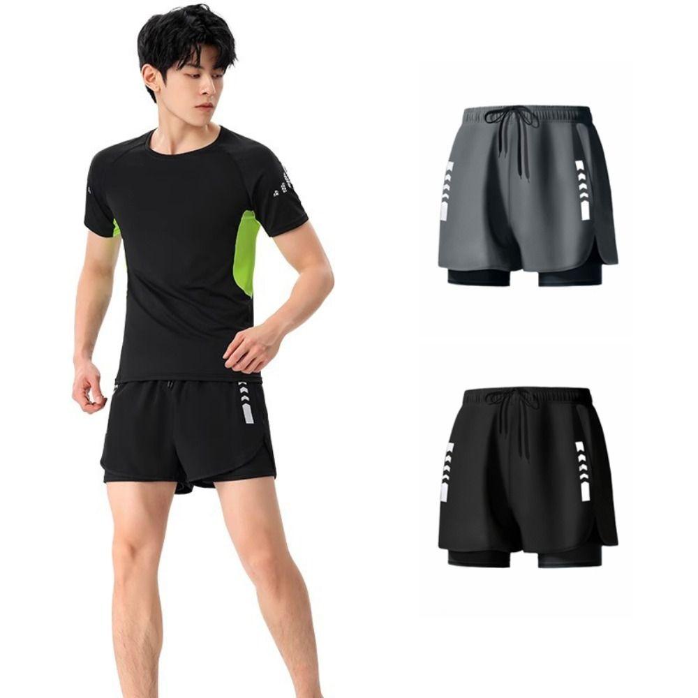 Kurze Hosen Badehosen Shorts Doppellagig Herren Jogginghosen Surfen