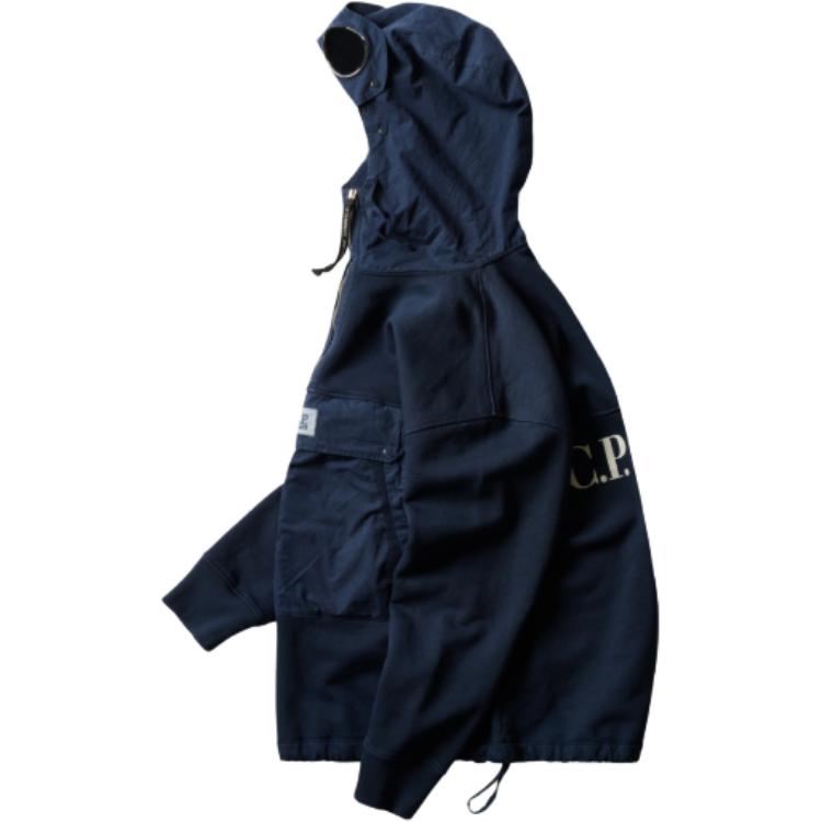 Palace X C.P. Company Fleece Old Goggle Hood Navy Unisex Tops Blue SS009A005825M886
