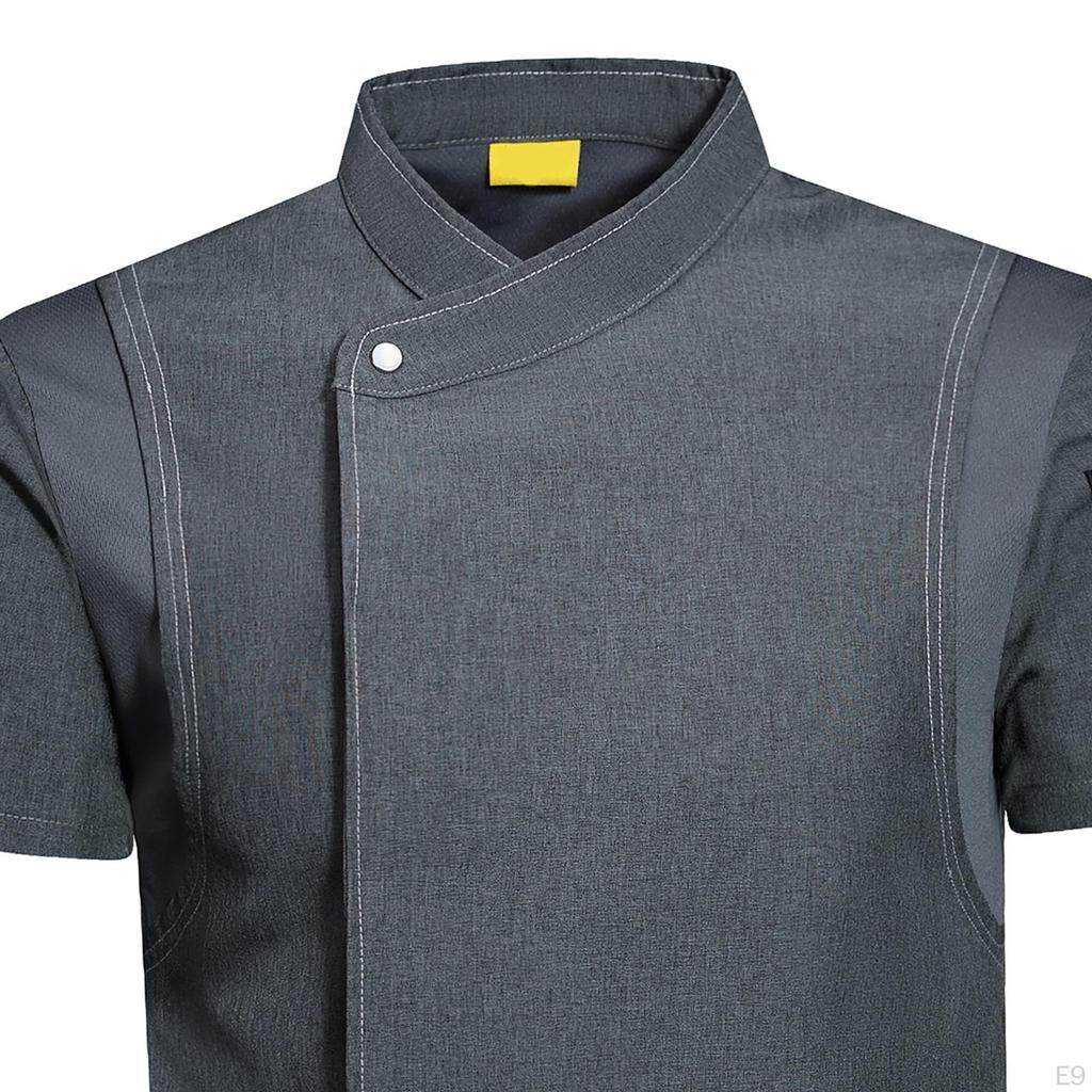 Chef Coat Jacket Short Sleeve Catering Shirt Breathable Workwear Cooking Clothes Apparel Uniform for