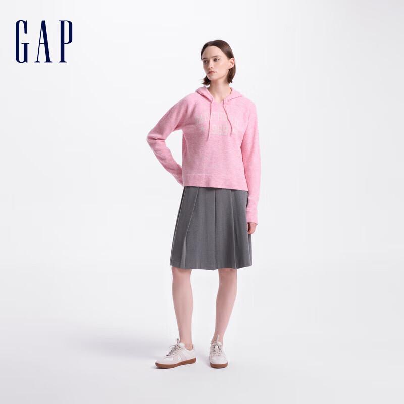 GAP Women's Letter Logo Drawstring Hooded Knit Sweater