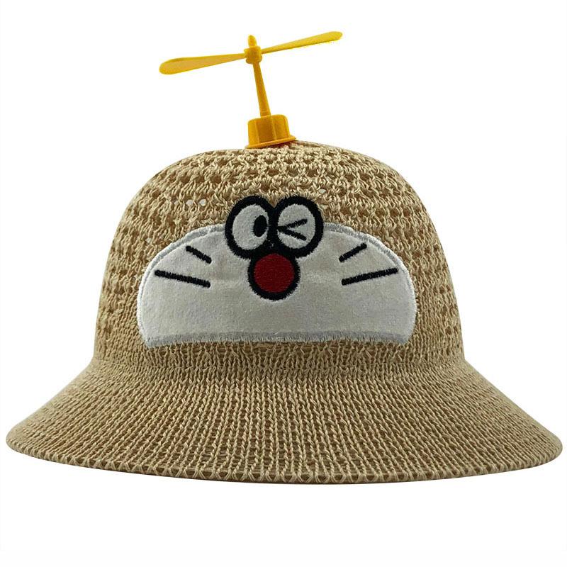 A cartoon jingle cat bucket hat summer sunscreen hat boys and girls bamboo dragonfly breathable bucket hat