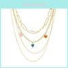 Trendy Gold Layered Heart Pendant Necklace Elegant Geometric Design For Women