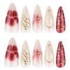 3D Floral Nail Art: Long Almond-Shaped Wearable Nails with Petal Design