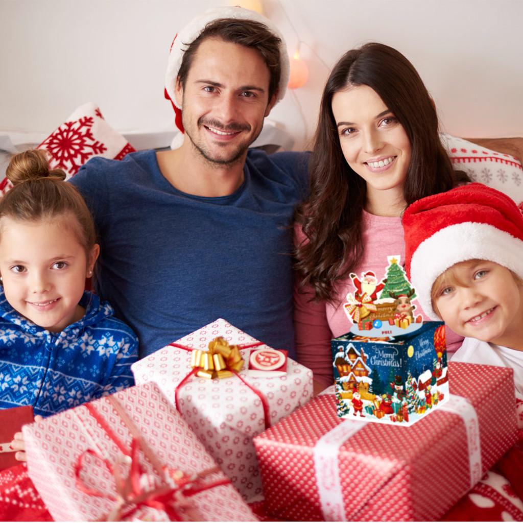 Deep Christmas Blue Theme Pattern Gift Box Holiday Decoration Prop Atmosphere