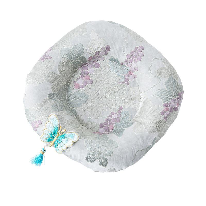 1PC Tea Ceremony Mat Decorative Table Mat 3D Butterfly Chinese Style Teapot Mat Heat-Resistant Fabric Coaster Round with Tassels