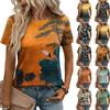 Damen Mode Lässiges Bedrucktes T-Shirt mit Lockerer Passform