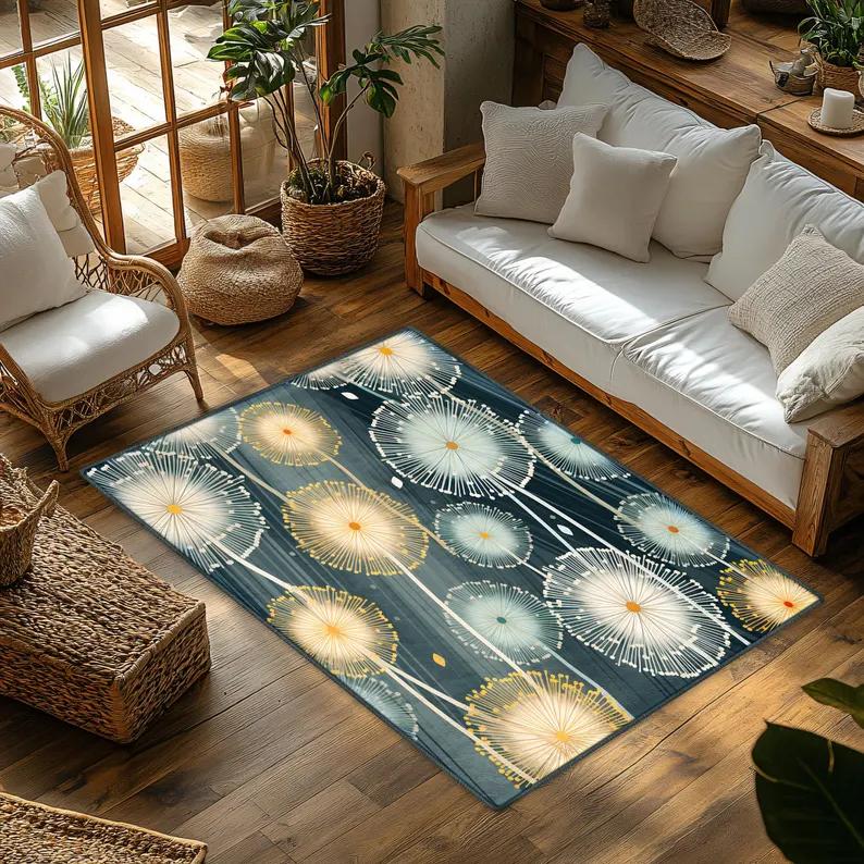 Colorful Abstract Rug Flower Floral Rug Abstract Rug Modern Rug Rugs for Living Room Botanical Carpet Home Decor Rug Non Slip