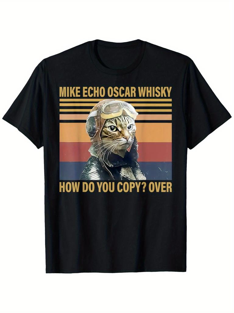 Cat Whisky Over Vintage T-Shirt | Suitable for All Men and Women, Casual Style, 100%, Regular Fit, S-XXXL, Perfect for Summer, Plus Size