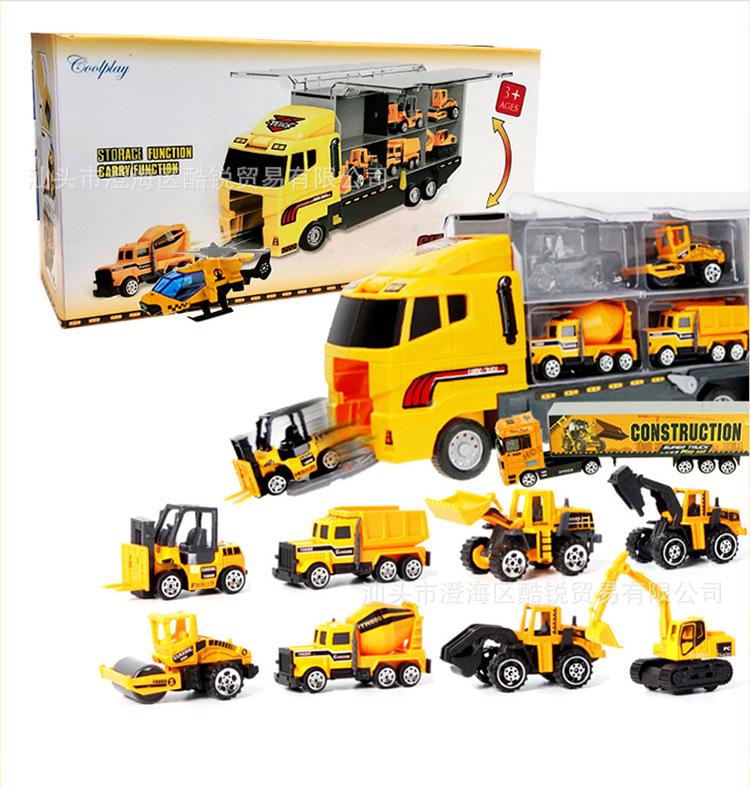 12-Piece Engineering Transport Vehicle Set with Opening Doors and Inertia Action - Children's Toy