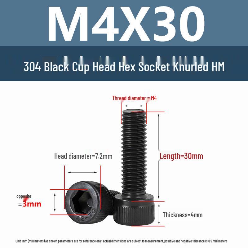 Yigu 304 Stainless Steel Hex Socket Cylindrical Head Screws: M2-M5 Bolts, M6-M12 Screws