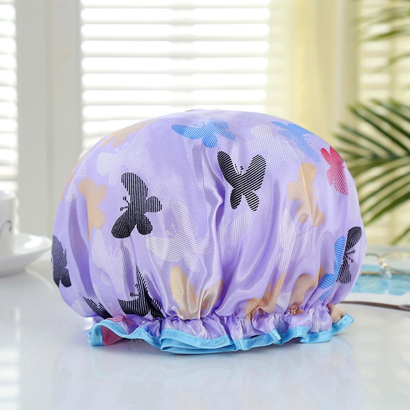 Double-Layer Waterproof Adult Bath & Hair Cap - Makeup, Kitchen, Anti-Oil, Thickened; Customizable Logo
