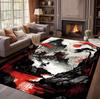 Flannel Floor Mat 3D Printed Red Moon Japanese Cherry Blossom Tower Decorative Mat Living Room Bedroom Area Living Room Carpet