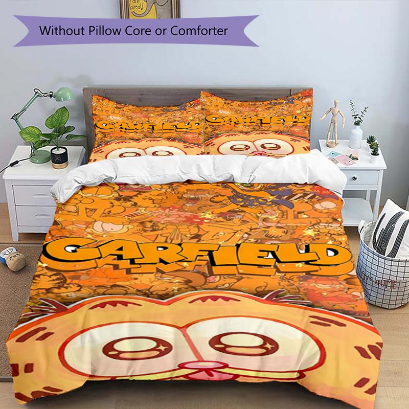 Set copripiumino 3 pezzi (1*Copripiumino + 2*Federe, Senza Nucleo), Set Biancheria da Letto con Stampa Garfield, Decorazione Camera da Letto, Stagione Unica, Regalo di Compleanno