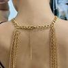 Vintage exaggerated tassel body chain, crystal tassel bra chain, sexy bikini waist chain
