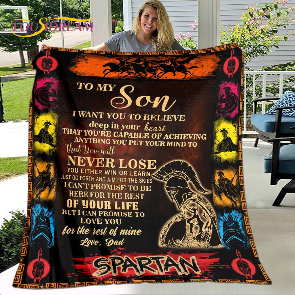 To My Son Plush Lion Wolf Eagle Dragon Quilt Blanket,Flannel Blanket Throw Blanket for Living Room Bedroom Bed Sofa Gift for Son