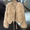Fashion Faux Fur Coat Causal Elegant Warm Coat Imitation Fox Fur Coat Women's Thick Autumn Winter Style Small Fragrance Top