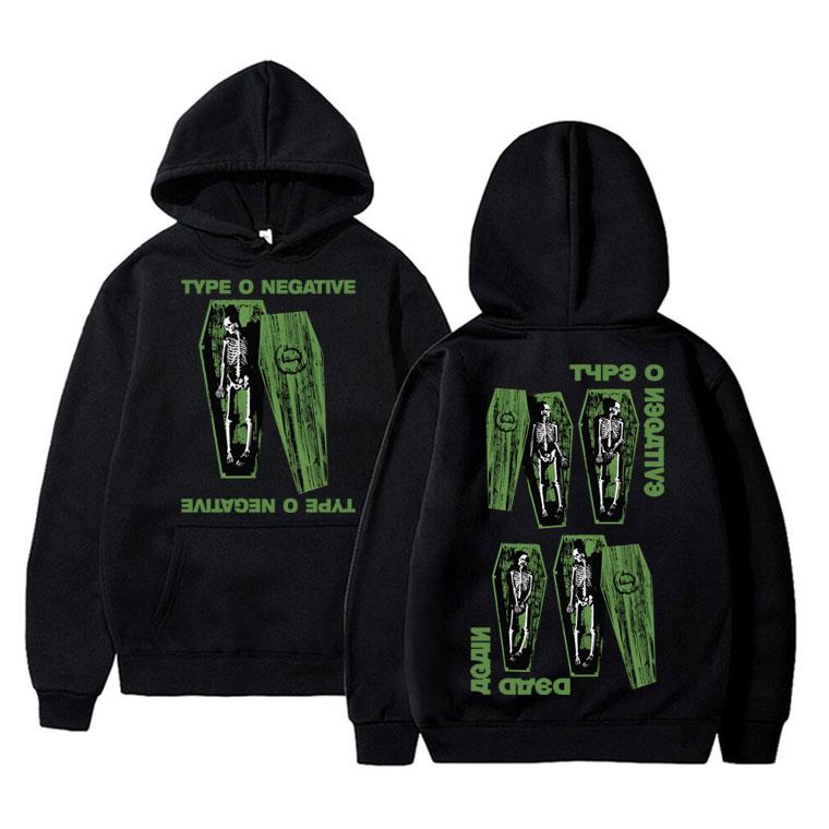 Limited Rock Band Type O Negative Hoodie Skeleton Graphic Hoodies Men Women Gothic Vintage Popular Hooded Sweatshirt Pullover