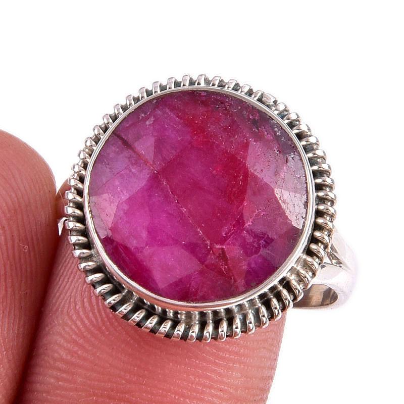 

Red Ruby(Simulated) Gemstone Handmade 925 Sterling Silver Gift Ring S.9.5 z3W11